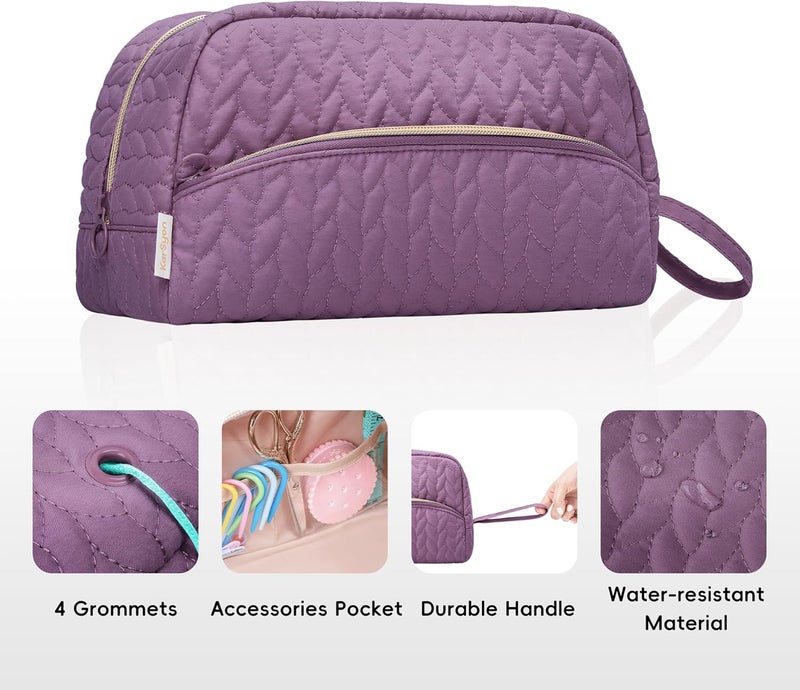 KarSyon Crochet Yarn Bag Knitting Bag Storage for Crocheting Accessories Crochet Hook Case Organizer Gift for Crochet Lovers (Purple) - Image 2